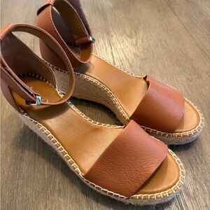 Franco Sarto Tan Wedge Heel Sandals - only worn once